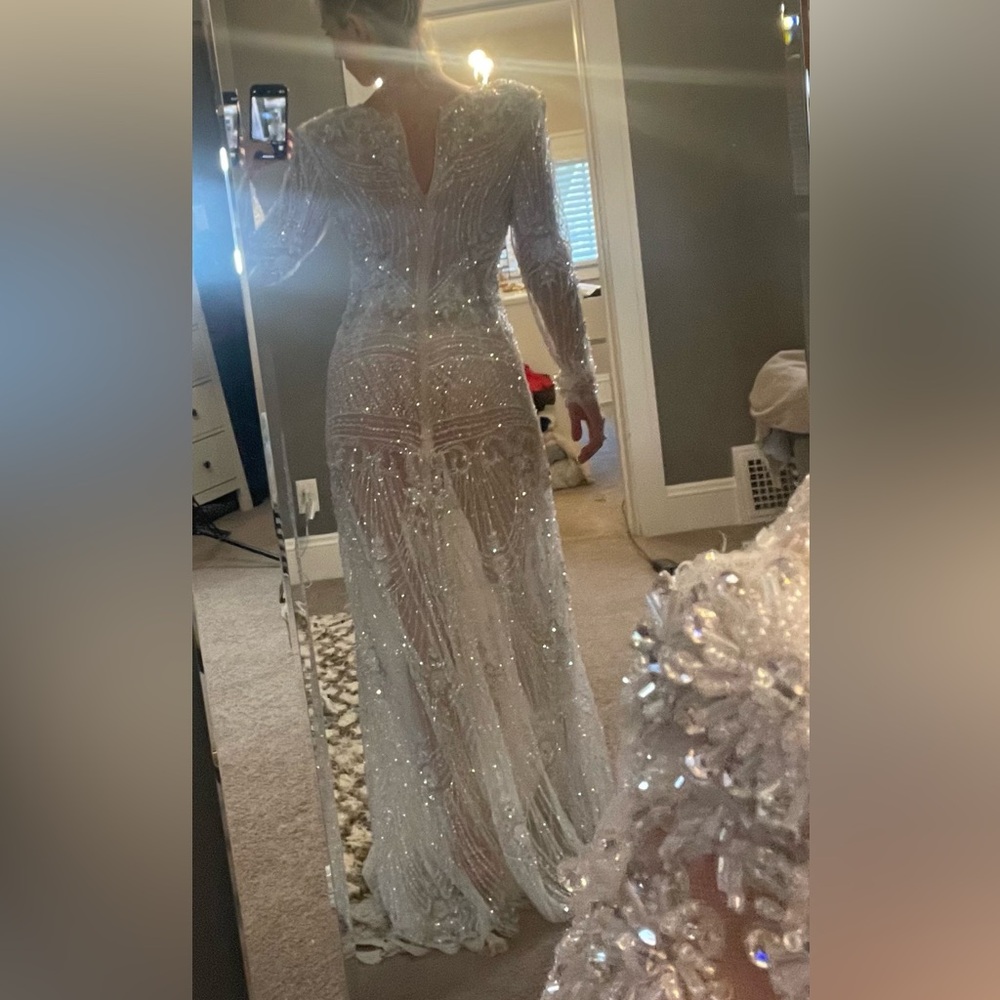 Albina Dyla inspired Couture Custom Lace Beaded Wedding/Prom Gown - Picture 6 of 13